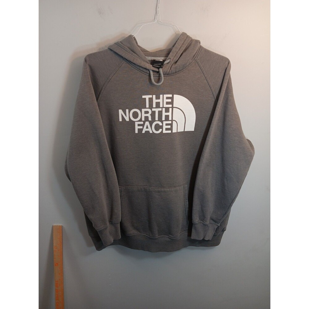 The North Face Hoodie Womens XXL Gray  Colorblock Logo Pullover Hooded Sweater